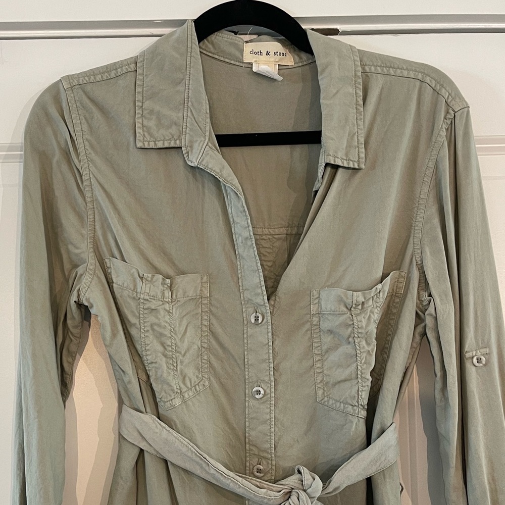 Anthropologie Green Cargo Dress Size Medium - Picture 9 of 10